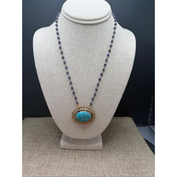 Rarities by Carol Brodie Turquoise & Blue Gemstone Pendant Necklace Collector’s - Picture 5 of 11